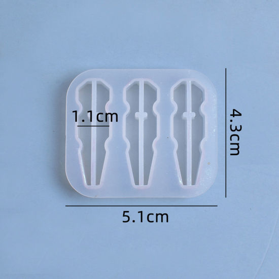 Picture of Silicone Resin Mold For Jewelry Making Clip White 51mm x 43mm, 1 Piece
