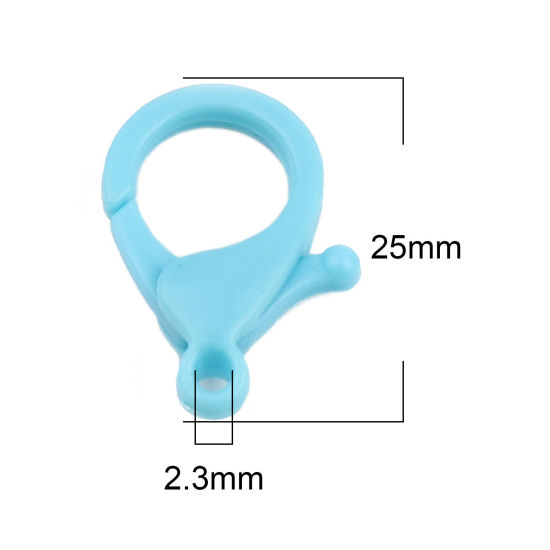 Image de Fermoir Mousqueton en Plastique Bleu 25mm x 17mm, 30 Pcs