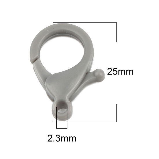 Image de Fermoir Mousqueton en Plastique Gris 25mm x 17mm, 30 Pcs