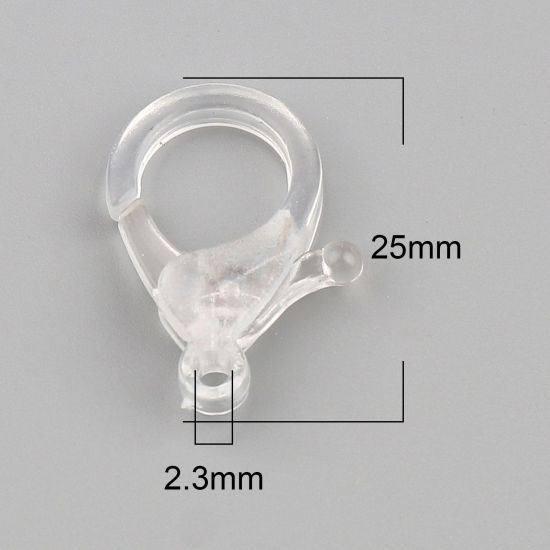 Image de Fermoir Mousqueton en Plastique Transparent 25mm x 17mm, 30 Pcs