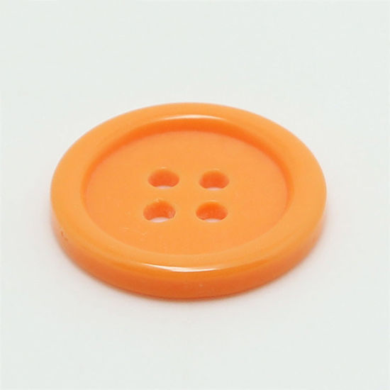 Picture of Resin Sewing Buttons Scrapbooking 4 Holes Round Orange 11.5mm Dia, 100 PCs