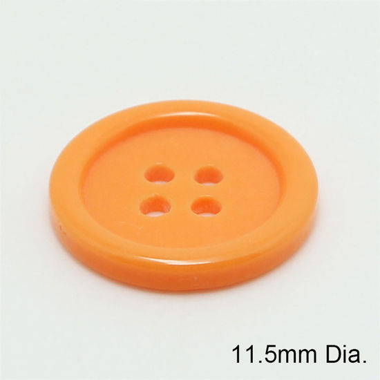 Picture of Resin Sewing Buttons Scrapbooking 4 Holes Round Orange 11.5mm Dia, 100 PCs