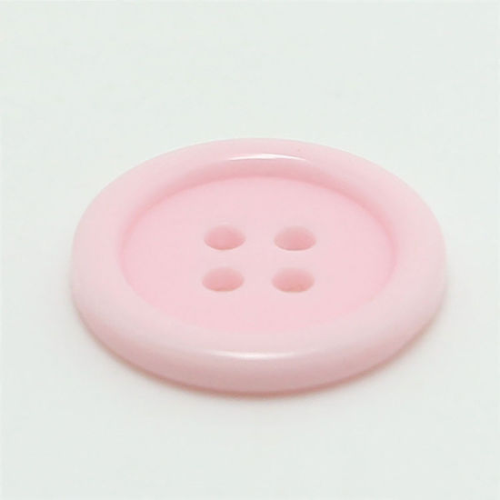 Picture of Resin Sewing Buttons Scrapbooking 4 Holes Round Pink 11.5mm Dia, 100 PCs