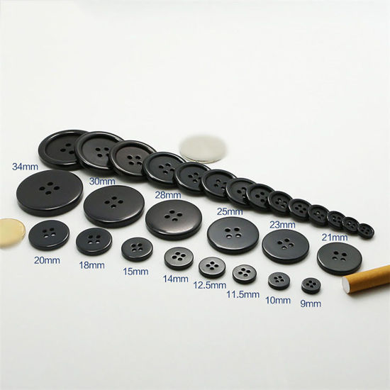 Picture of Resin Sewing Buttons Scrapbooking 4 Holes Round Yellow 11.5mm Dia, 100 PCs