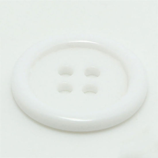 Picture of Resin Sewing Buttons Scrapbooking 4 Holes Round White 12.5mm Dia, 100 PCs