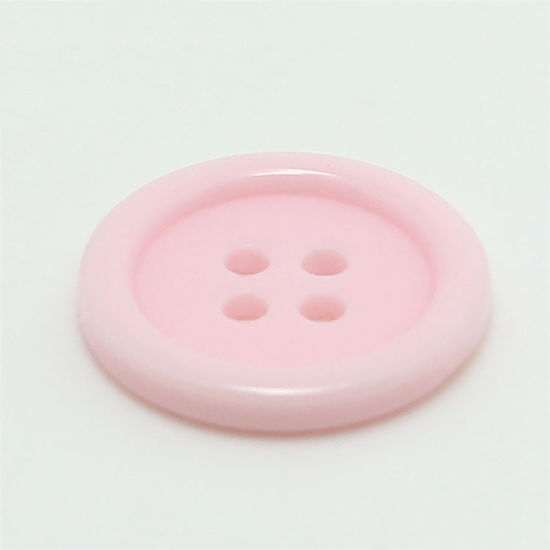 Picture of Resin Sewing Buttons Scrapbooking 4 Holes Round Pink 20mm Dia, 100 PCs