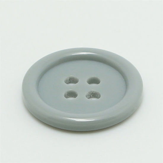 Picture of Resin Sewing Buttons Scrapbooking 4 Holes Round Gray 20mm Dia, 100 PCs