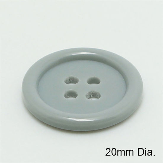 Picture of Resin Sewing Buttons Scrapbooking 4 Holes Round Gray 20mm Dia, 100 PCs