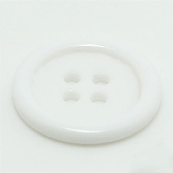 Picture of Resin Sewing Buttons Scrapbooking 4 Holes Round White 20mm Dia, 100 PCs