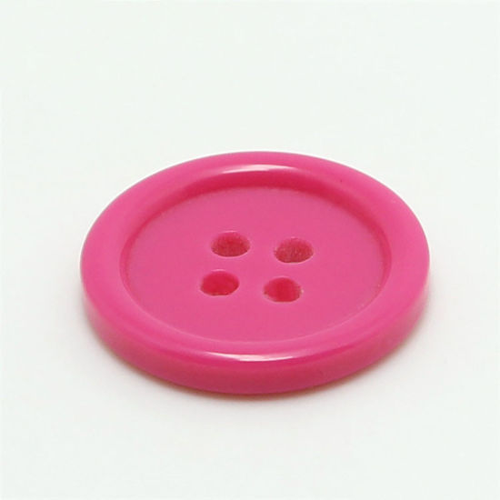 Picture of Resin Sewing Buttons Scrapbooking 4 Holes Round Fuchsia 20mm Dia, 100 PCs