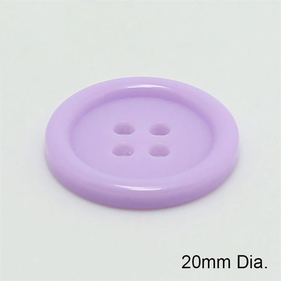 Picture of Resin Sewing Buttons Scrapbooking 4 Holes Round Mauve 20mm Dia, 100 PCs