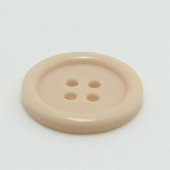 Picture of Resin Sewing Buttons Scrapbooking 4 Holes Round Beige 20mm Dia, 100 PCs