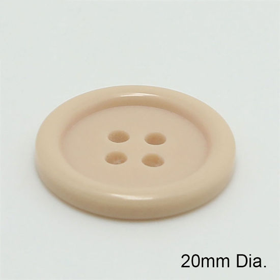 Picture of Resin Sewing Buttons Scrapbooking 4 Holes Round Beige 20mm Dia, 100 PCs