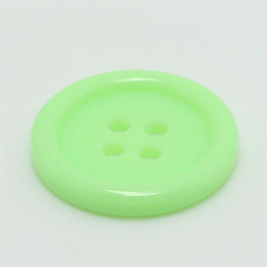 Picture of Resin Sewing Buttons Scrapbooking 4 Holes Round Light Green 25mm Dia, 100 PCs