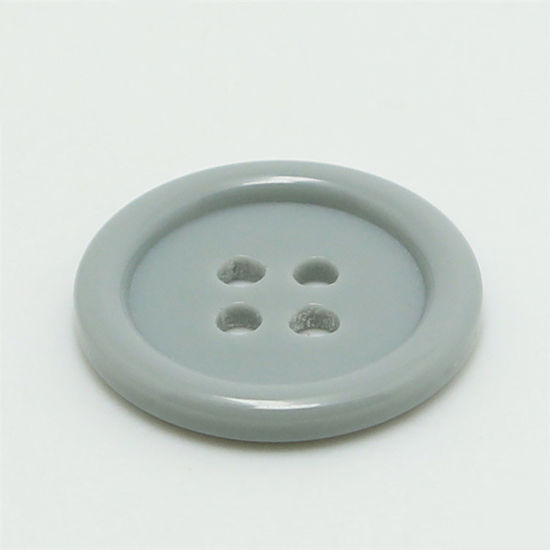 Picture of Resin Sewing Buttons Scrapbooking 4 Holes Round Gray 25mm Dia, 100 PCs