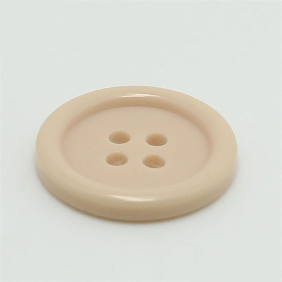 Picture of Resin Sewing Buttons Scrapbooking 4 Holes Round Beige 25mm Dia, 100 PCs