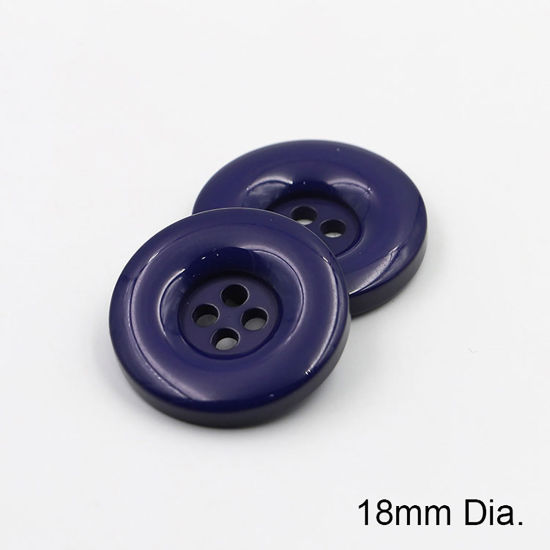 Picture of Resin Sewing Buttons Scrapbooking 4 Holes Round Blue Violet 18mm Dia, 50 PCs