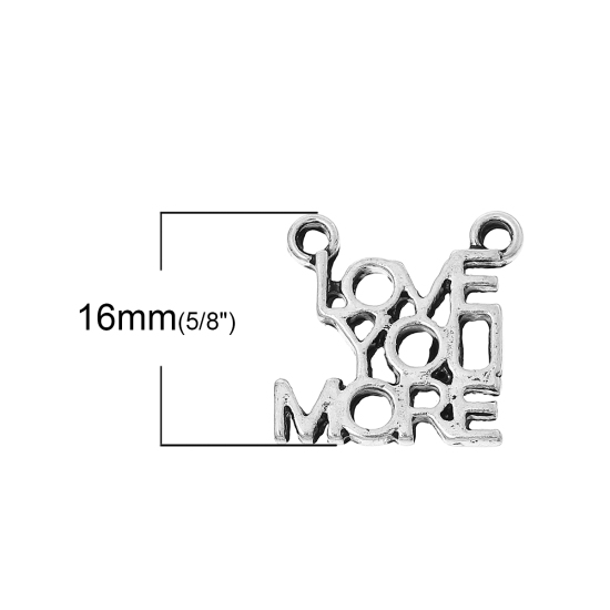 Imagen de 2 Unidades Zamak Positive Quotes Energy Conectores Dijes Colgantes Plata Antigua Mensaje " LOVE YOU MORE " Hueco 17mm x 16mm