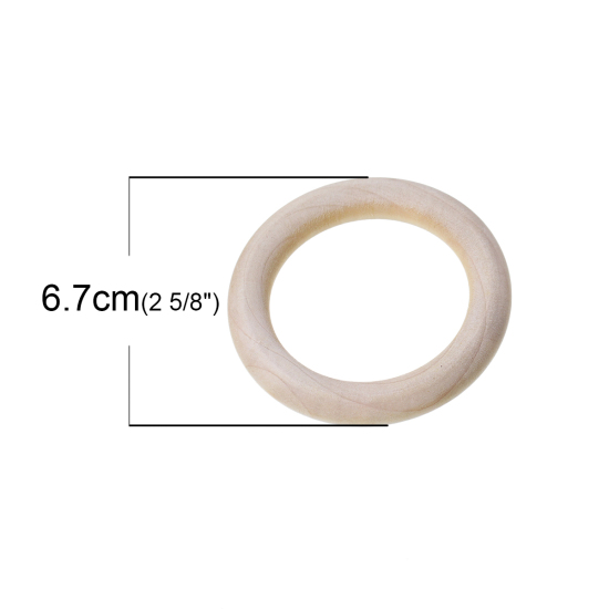 Imagen de 10 Unidades Madera Naturales Conectores Dijes Colgantes Anillo Beige 7cm - 6.7cm Dia.