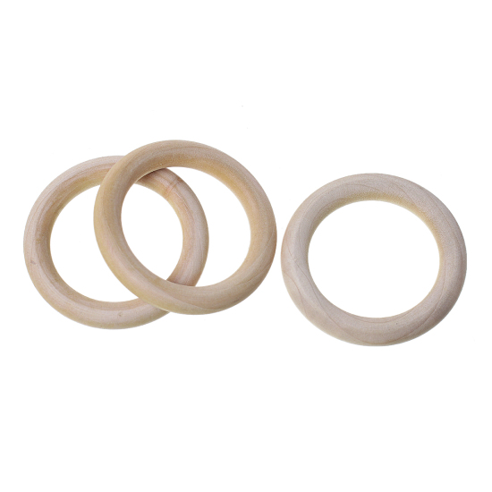 Imagen de 10 Unidades Madera Naturales Conectores Dijes Colgantes Anillo Beige 7cm - 6.7cm Dia.