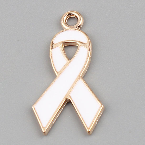Immagine di Lega di Zinco Medico Charms Nastro Oro Placcato Bianco Smalto 28mm x 15mm , 20 Pz