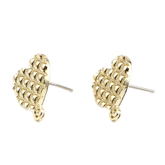 Image de Boucles d'Oreilles Puces Rond Doré avec Boucle 16mm x 13mm, Epaisseur de Fil: (21 gauge), 10 Pcs