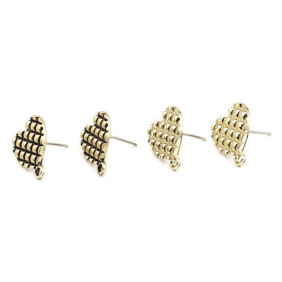 Image de Boucles d'Oreilles Puces Rond Doré avec Boucle 16mm x 13mm, Epaisseur de Fil: (21 gauge), 10 Pcs