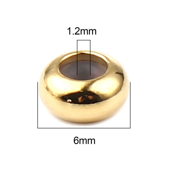 Bild von Messing Perlen Rund Echtgold plattiert ca. 6.5mm D., Loch:ca. 1.2mm, 5 Stück