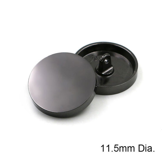 Image de Bouton de Haute Couture en Alliage de Zinc Rond Gun Métal 11.5mm Dia, 10 Pcs