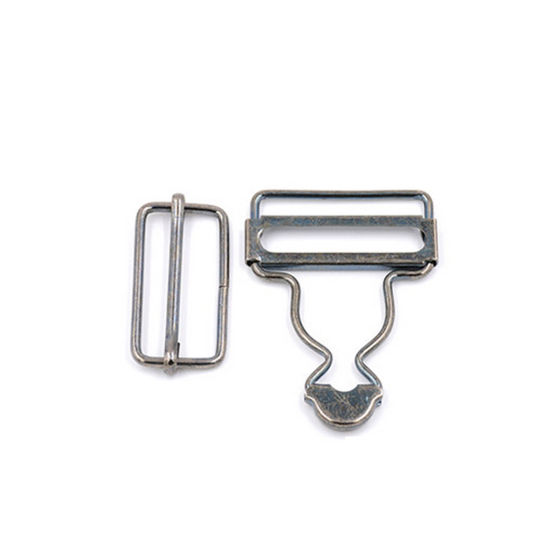 Picture of Zinc Based Alloy Bib Suspender Clips Rectangle Gunmetal 3.8cm, 10 Sets