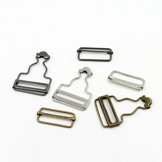 Picture of Zinc Based Alloy Bib Suspender Clips Rectangle Gunmetal 3.8cm, 10 Sets