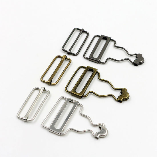 Picture of Zinc Based Alloy Bib Suspender Clips Rectangle Gunmetal 3.8cm, 10 Sets