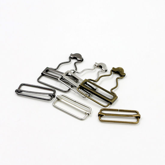 Picture of Zinc Based Alloy Bib Suspender Clips Rectangle Gunmetal 3.8cm, 10 Sets