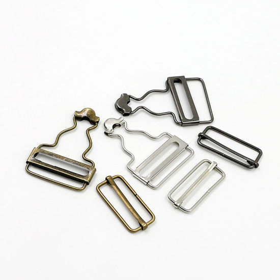 Picture of Zinc Based Alloy Bib Suspender Clips Rectangle Gunmetal 3.8cm, 10 Sets