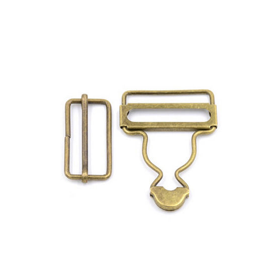 Picture of Zinc Based Alloy Bib Suspender Clips Rectangle Antique Bronze 3.5cm, 10 Sets