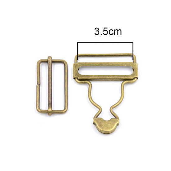 Picture of Zinc Based Alloy Bib Suspender Clips Rectangle Antique Bronze 3.5cm, 10 Sets