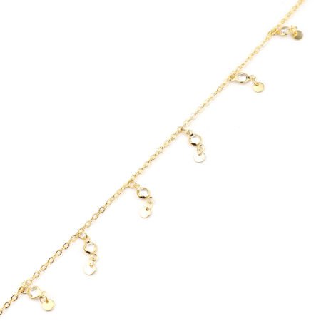 Picture of Brass Link Cable Chain Findings Round Gold Plated Clear Cubic Zirconia 20x5mm, 1 M