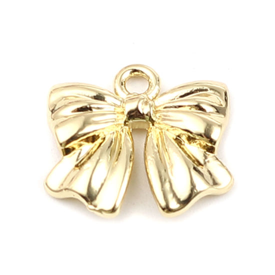 Image de Breloques en Alliage de Zinc Nœuds Papillon Doré 17mm x 16mm, 10 Pcs
