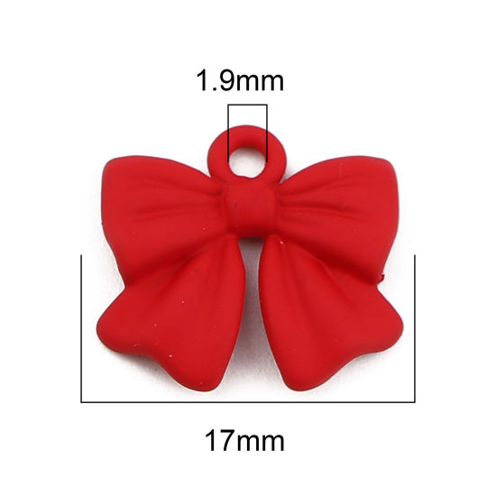 Image de Breloques Laqué en Alliage de Zinc Nœuds Papillon Rouge 17mm x 16mm, 10 Pcs