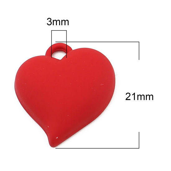 Picture of Zinc Based Alloy Painted Charms Heart Red 21mm x 20mm, 10 PCs