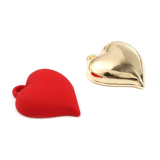 Picture of Zinc Based Alloy Painted Charms Heart Red 21mm x 20mm, 10 PCs