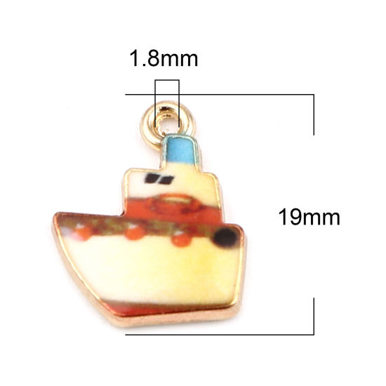 Picture of Zinc Based Alloy Charms Boat Yellow Enamel 19mm x 15mm, 10 PCs