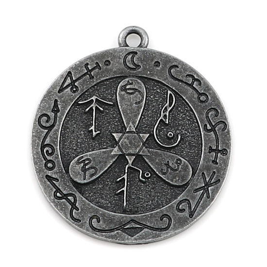 Immagine di Lega di Zinco Ciondoli Trifoglio Argento Antico Tondo 37mm x 34mm , 5 Pz