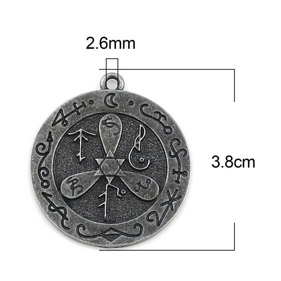 Immagine di Lega di Zinco Ciondoli Trifoglio Argento Antico Tondo 37mm x 34mm , 5 Pz