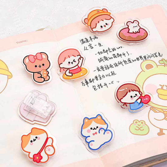 Picture of Acrylic Cute Clips Decoration Photo Message Paper Holder Bear Animal Brown 3.5cm x 2.9cm, 2 PCs