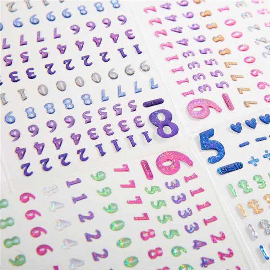 Изображение PVC Пластик Наклейки Цифры Разноцветный С Блестками 20.5см x 9см, 1 ШТ