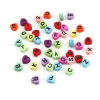 Picture of Acrylic Beads Heart At Random Color Mixed Initial Alphabet/ Capital Letter Pattern Enamel About 7mm x 7mm, Hole: Approx 1.5mm, 300 PCs