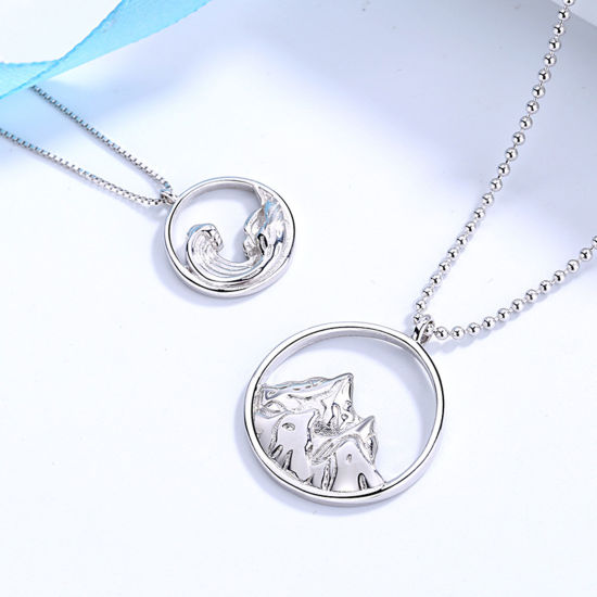 Picture of Brass Distance Women Necklace Silver Tone Round Sea 49.5cm(19 4/8") long, 1 Piece                                                                                                                                                                             