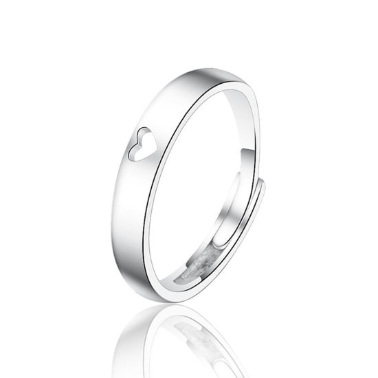 Bild von Messing Distanz Männer Offen Verstellbar Ring Platin Farbe Ring Herz 1 Stück                                                                                                                                                                                  