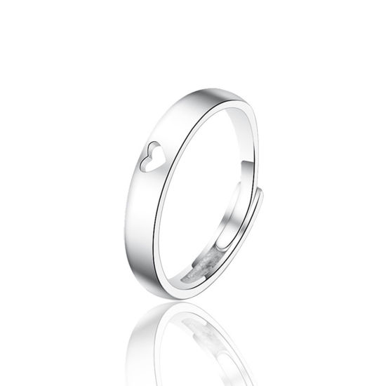 Bild von Messing Distanz Frauen Offen Verstellbar Ring Platin Farbe Ring Herz 1 Stück                                                                                                                                                                                  